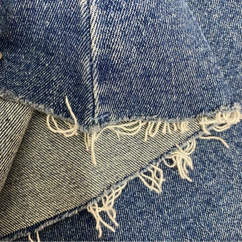 dELiA*s Juniors Flare Jeans Size Small 28x33 Boho Raw Hem High Rise Y2K Blue - Picture 7 of 8